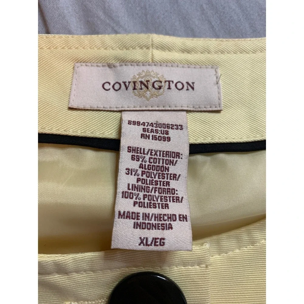 COVINGTON‎ Womens Pale Yellow Cropped Collarless Jacket Blazer XL EG - Picture 3 of 8